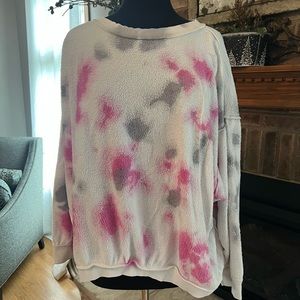 Free People Kelly Tie Dye Sweatshirt Pink Medium